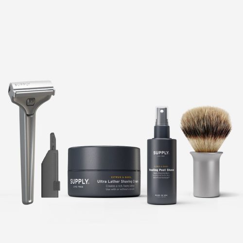 The Pro Starter Set Safety Razor Supply Classic Matte White Birch & Sage